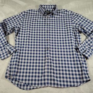 Jos. A. Bank Shirt Men XL Blue Plaid Work Dad Nerd Office Long Sleeve Button Up